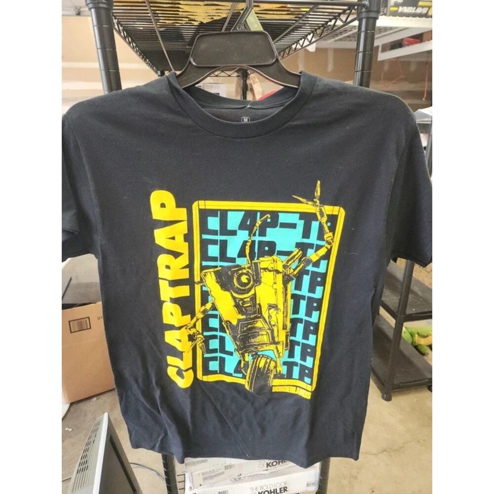 Borderlands Claptrap Graphic T-Shirt Medium, Black Gearbox Gaming Tee
